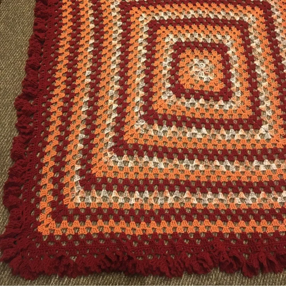 Vintage Hand Crocheted 3D Ruffle Edge Afghan - Picture 2 of 6